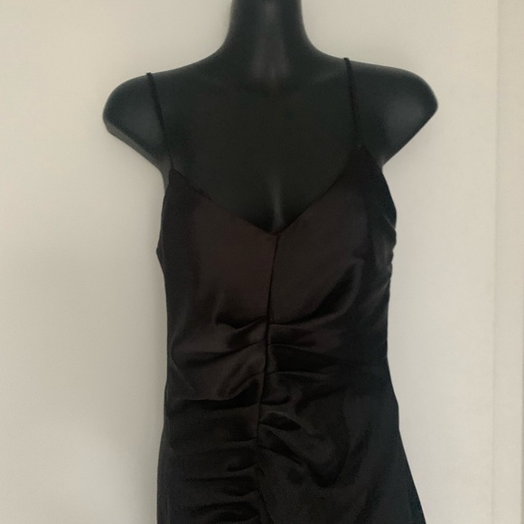 NEW! Zara satin black camisole dress side gathered asymetric - Picture 6 of 7